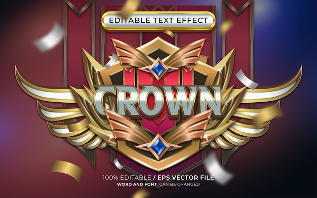 Editable Crown Text Effect with Winged Emblem