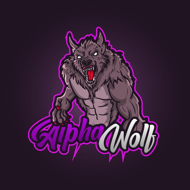 Editable and customizable sports mascot logo design, esports logo alpha wolf gaming 