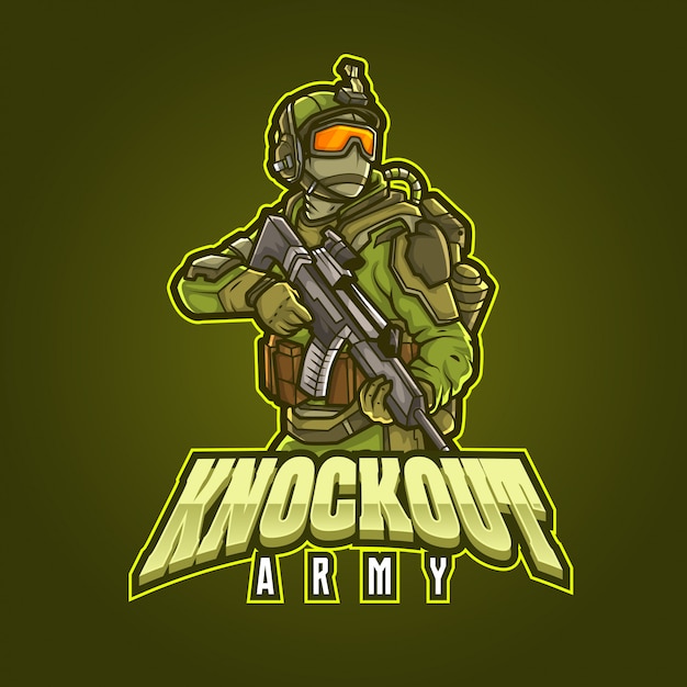 Editable and customizable Sports Mascot Logo Design, esports logo knockout army