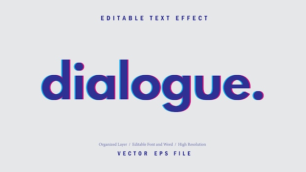 Editable Dialogue Font Typography Template Text Effect Style Lettering Vector Illustration Logo