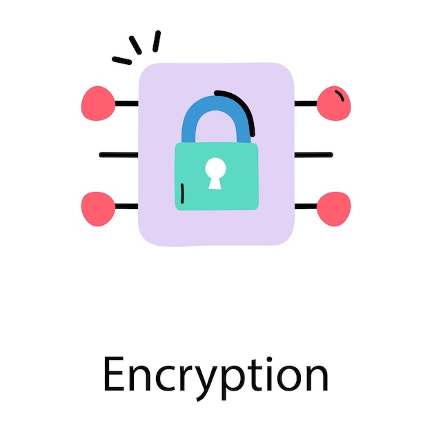 An editable doodle icon of encryption