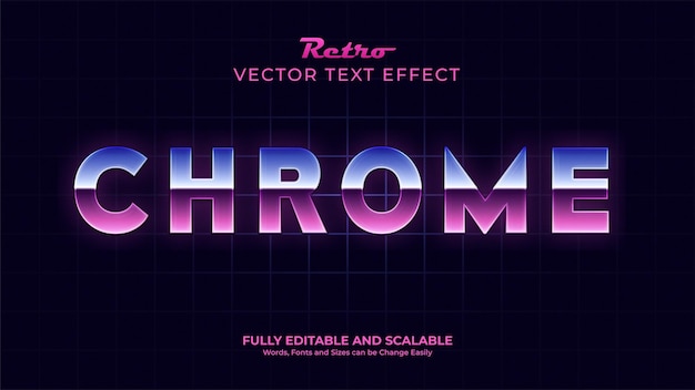 Editable Elegant Retro Chrome Vector Text Effect