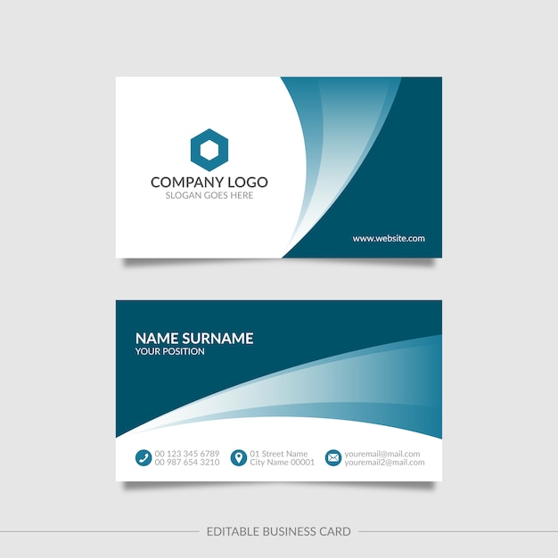 Editable elegant wavy business card