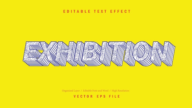 Editable Exhibition Font Typography Template Text Effect Style Lettering Vector Illustration Logo