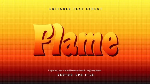 Editable Flame Font Typography Template Text Effect Style Lettering Vector Illustration Logo