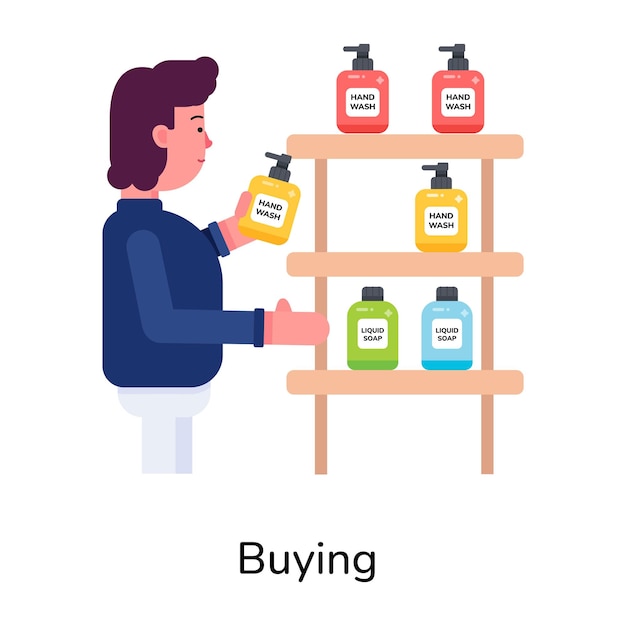 Editable flat icon of a person buying products