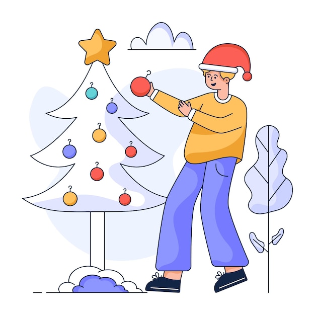 An editable flat illustration of Christmas