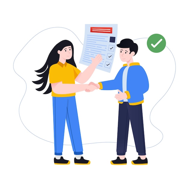 An editable flat illustration of partnership