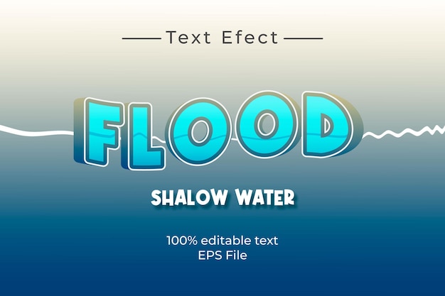 Editable flood vector text effect template