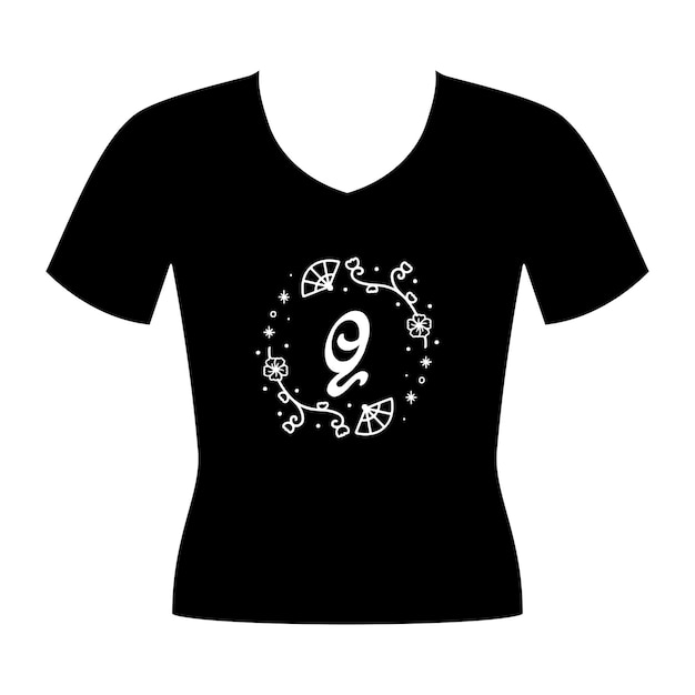 editable flower font icon black tshirt design