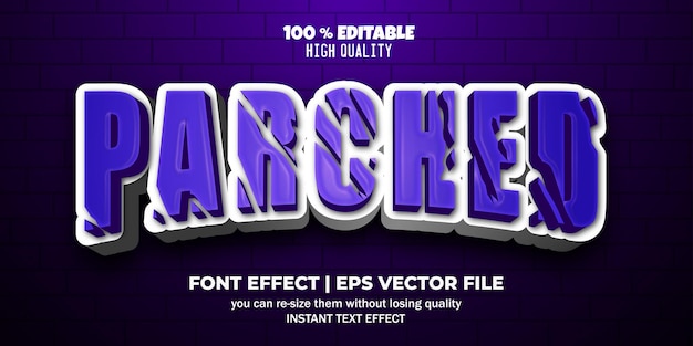 editable font effect cracked text style