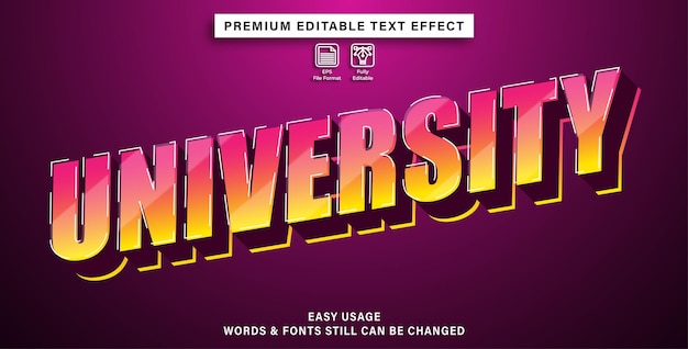 Editable font effect style university