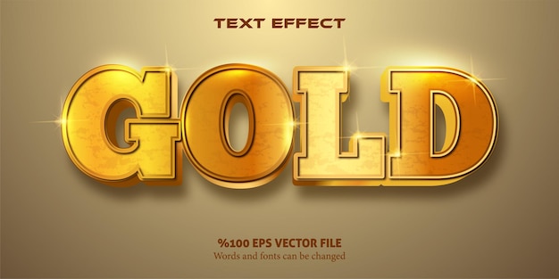 Editable font style with goldish effect GOLD