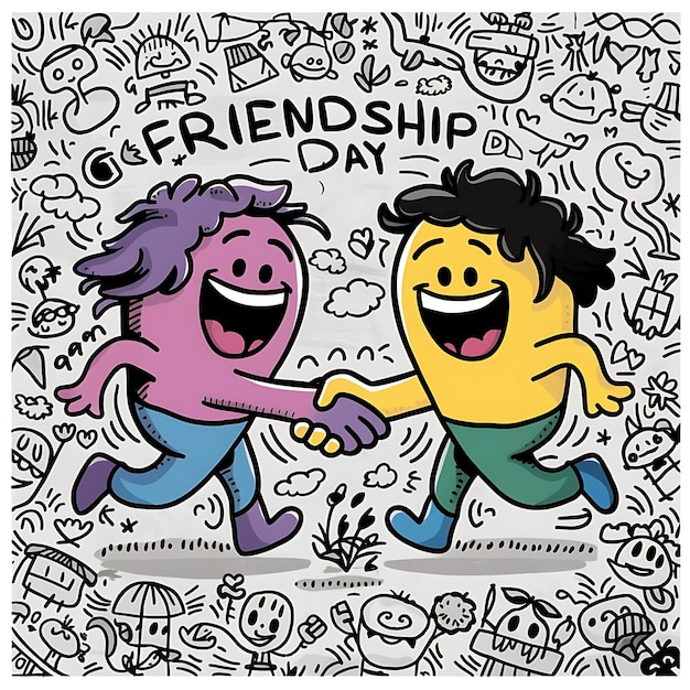 Editable Friendship Day Doodles for social media post