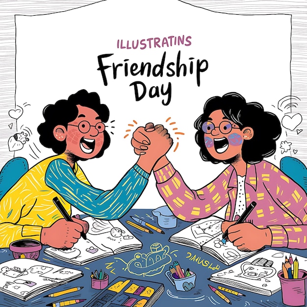 Vector editable friendship day doodles for social media post