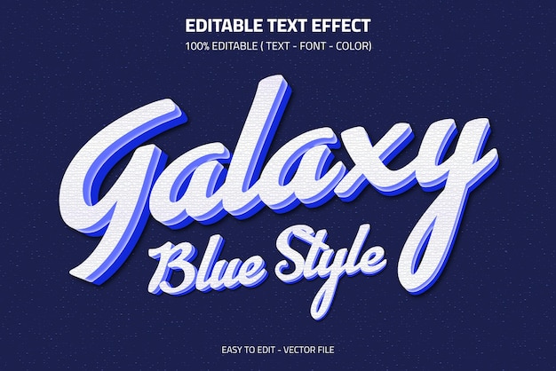 Editable galaxy text effect in blue color style with stary background