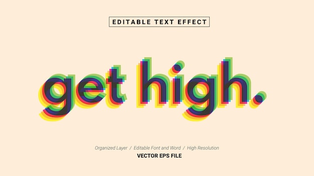 Editable Get High Font Typography Template Text Effect Style Lettering Vector Illustration Logo