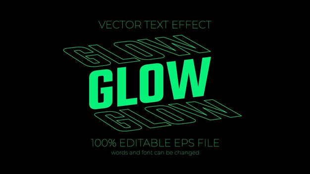 Editable glow text effect style EPS editable text effect