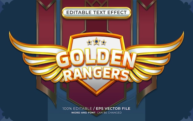 Editable Golden Rangers Text Effect with Winged Emblem