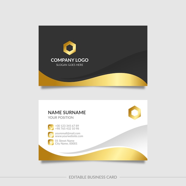 Editable golden wavy business card