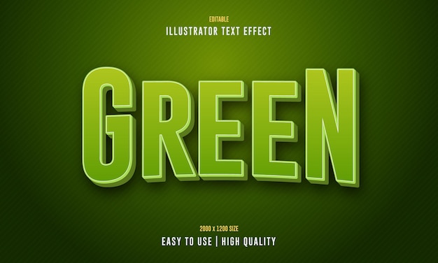 Editable Green vector 3D text effect