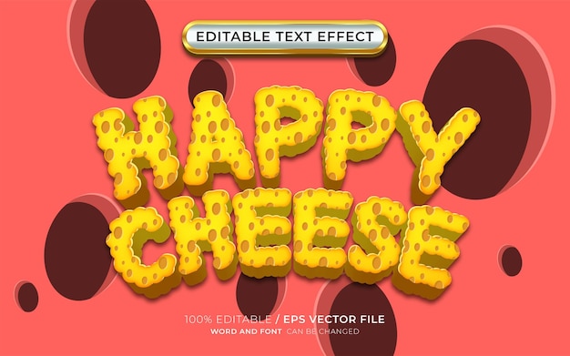 Editable Happy Cheese 3D Text Effect Cartoon Style