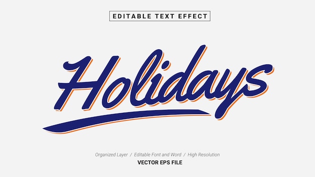 Editable Holiday Font Typography Template Text Effect Style Lettering Vector Illustration Logo