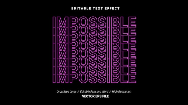 Editable Impossible Font Typography Template Text Effect Style Lettering Vector Illustration Logo