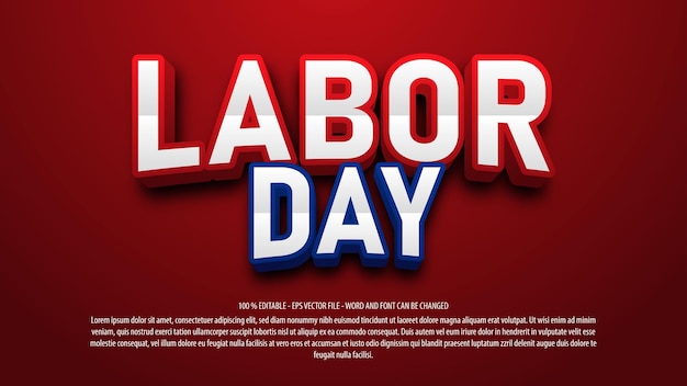 Editable labor day text effect style