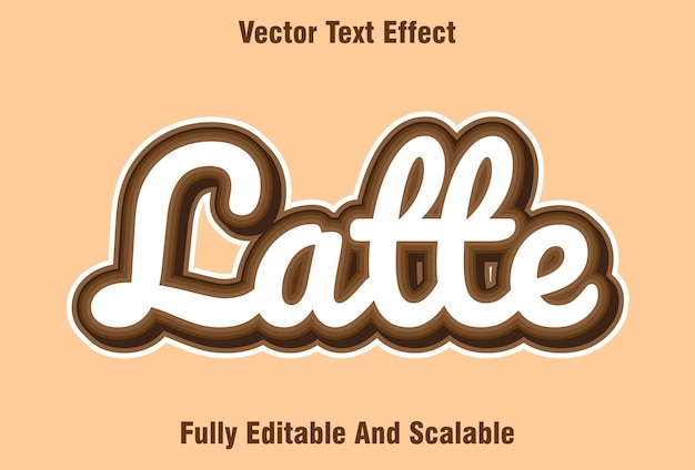 Editable latte text effect with brown background