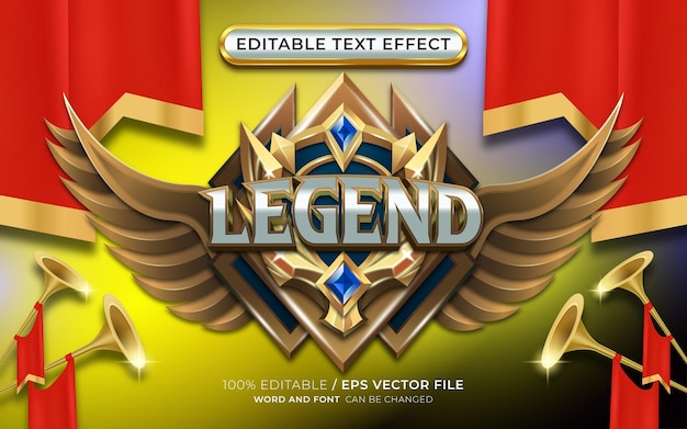 Editable Legend Text Effect with Winged Emblem