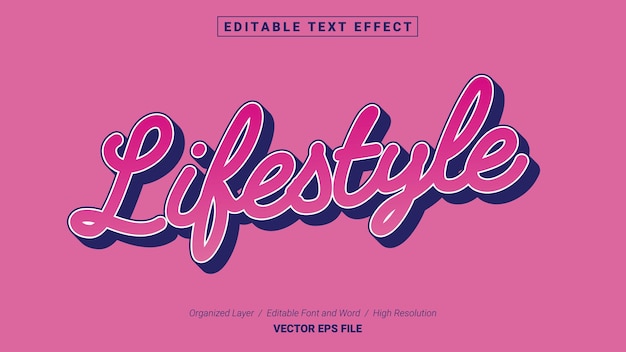 Vector editable lifestyle font. typography template text effect style lettering vector illustration logo