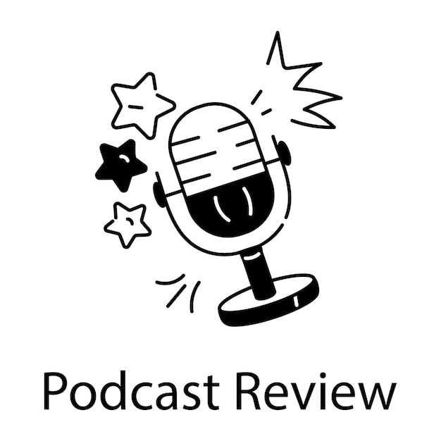 Editable linear icon depicting podcast review