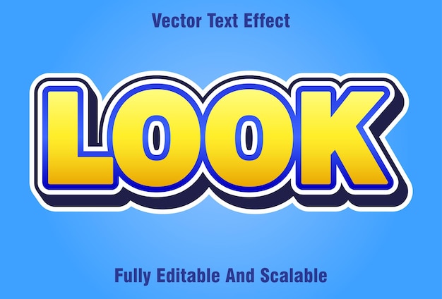 Editable look text effect with blue and yellow background