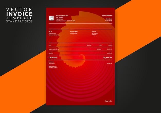 Editable Modern Abstract Creative Professional Invoice template. Vector incoive template.