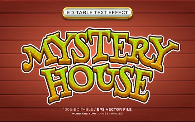 Editable Mystery House 3D Text Effect Cartoon Style