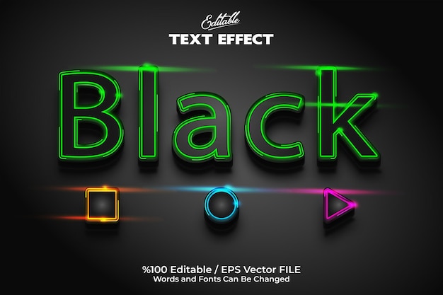 Editable Neon Style Text Effect Black Text Effect