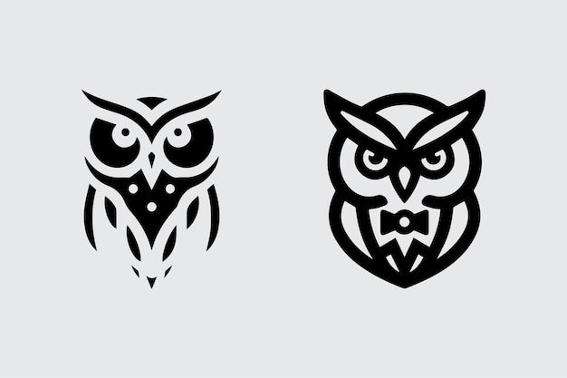 Editable Owl Face Simple Logo