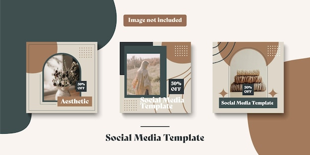 Editable Post Template Social Media Banners for Digital Marketing Promotion Brand Fashion Stories Streaming Vector Illustration