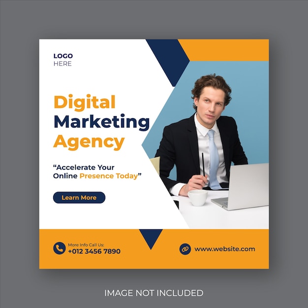 Editable professional digital business agency marketing social media post banner design