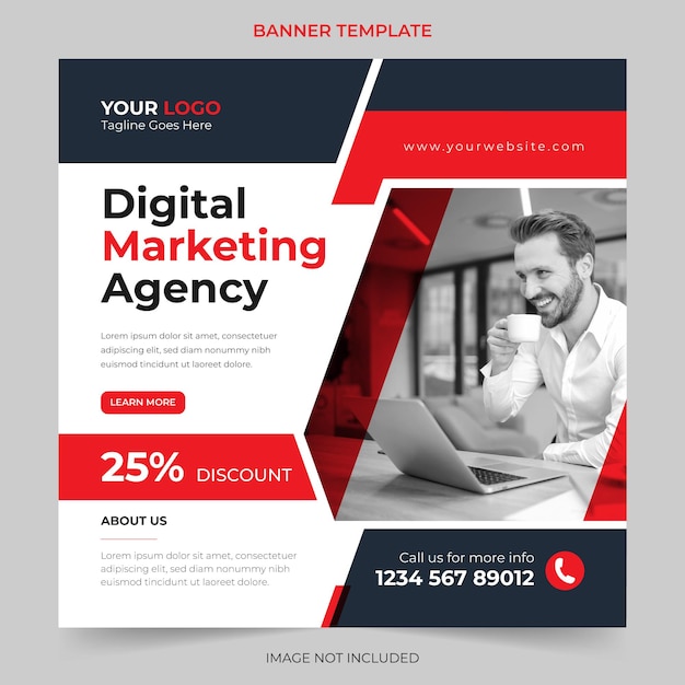 Editable Professional digital business agency marketing social media post and banner template design