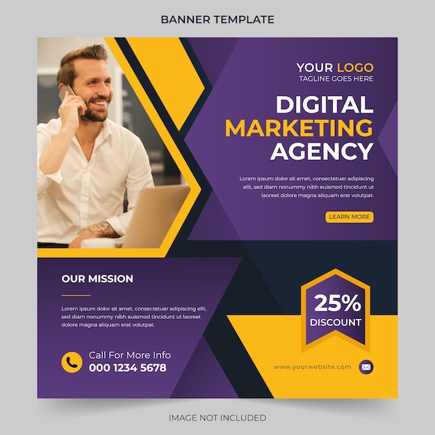 Editable Professional digital business agency marketing social media post and banner template design