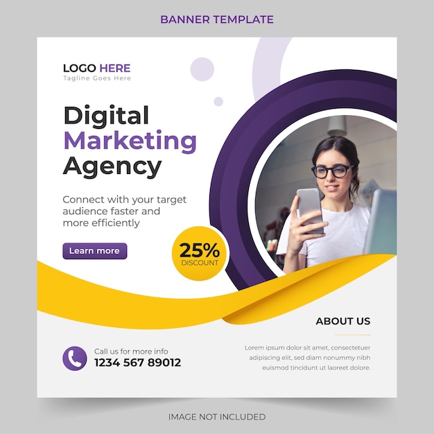 Editable Professional digital business agency marketing social media post and banner template design