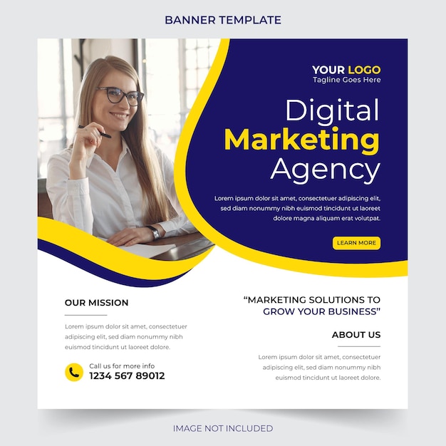 Editable Professional digital business agency marketing social media post and banner template design