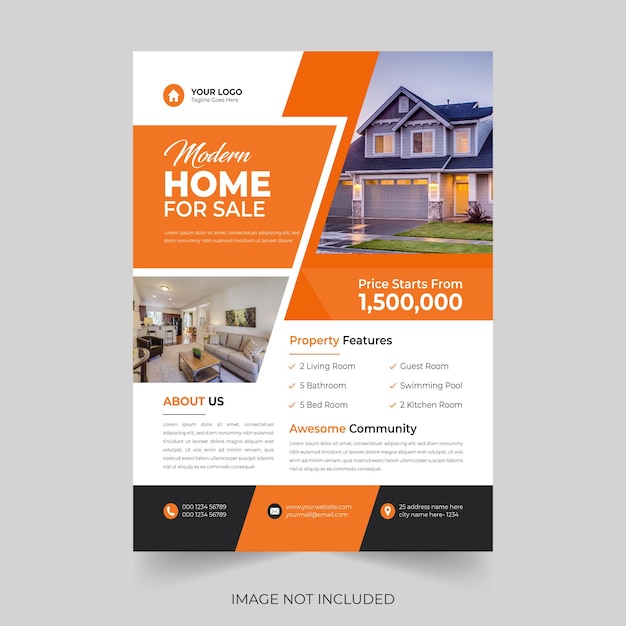 Editable real estate house sale and home rent advertising geometric modern flyer