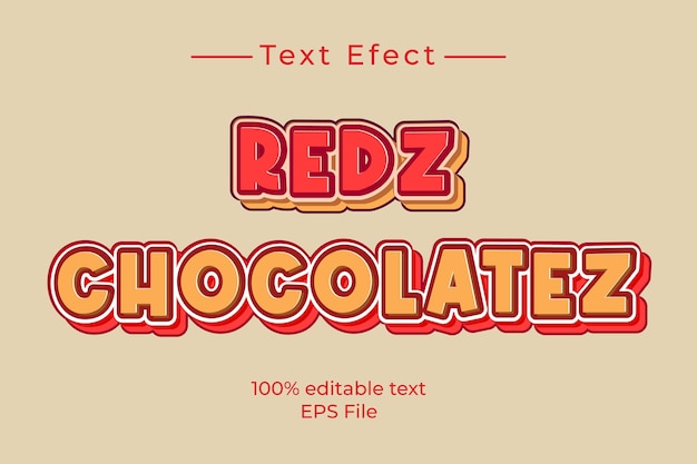 Editable red chocolate vector text effect template