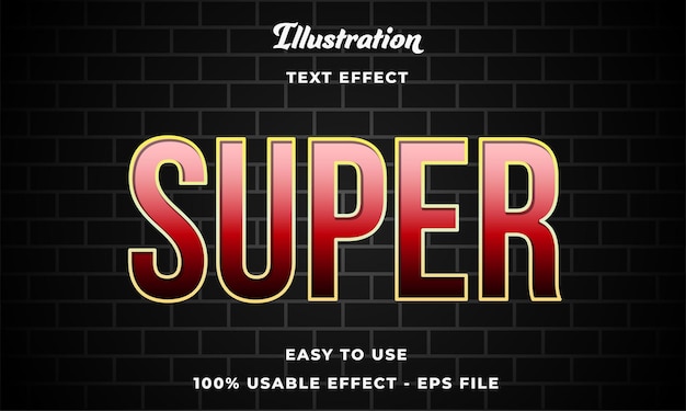 editable red supper text effect vector modern style