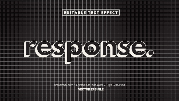 Editable Response Font Typography Template Text Effect Style Lettering Vector Illustration Logo