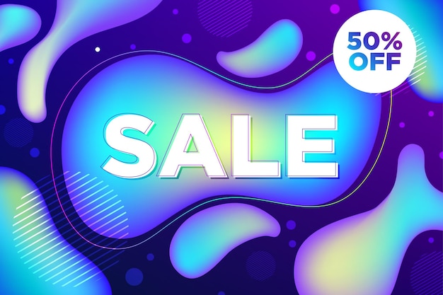 Editable sale banner text effect with liquid abstract background