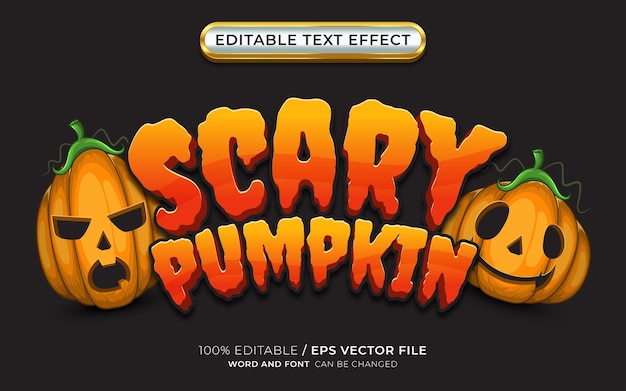 Editable Scary Pumpkin 3D Text Effect Halloween Theme